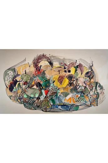 037. Szántó Piroska ( 1913 - 1998 ) Színes táj, 1964