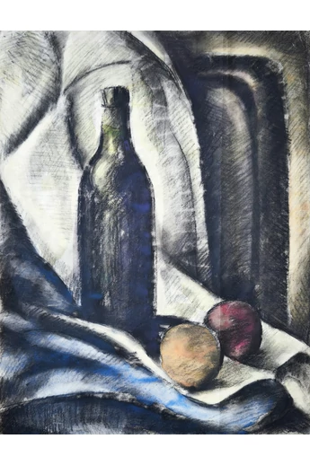043. Szücsy Lili ( 1902 - 1984 ) Csendélet üveggel és almákkal, 1936