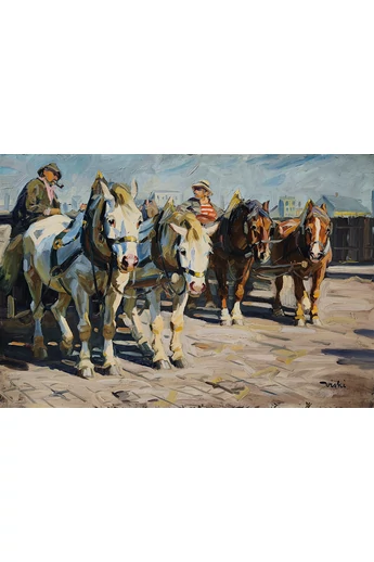 072. Viski János ( 1891 - 1987 ) Beszélgető kocsisok