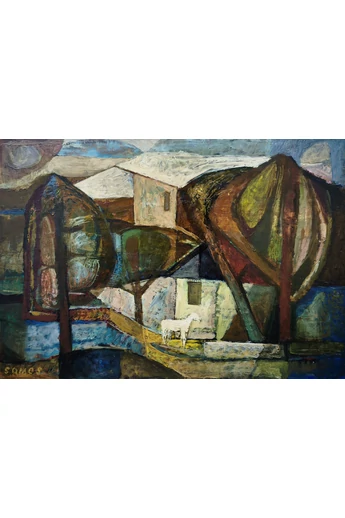 084. Somos Miklós ( 1933 - 2009 ) Árnyas fák között