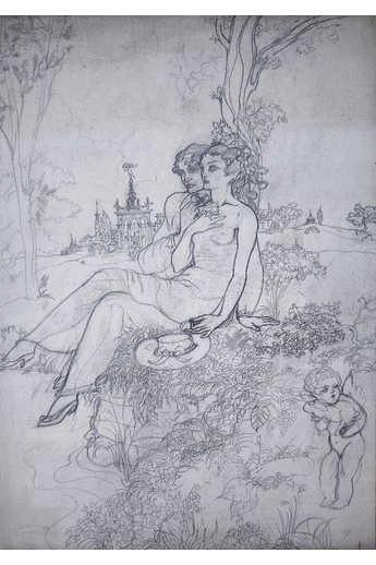 095. Tálos Gyula ( 1887 - 1975 ) Szerelmespár