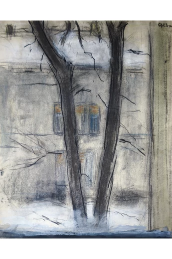 097. Gábor Marianne ( 1917 - 2014 ) Fák az udvaron