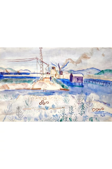 Barta László ( 1902 - 1961 ) Francia kikötő, 1932 ( kétoldalas mű )