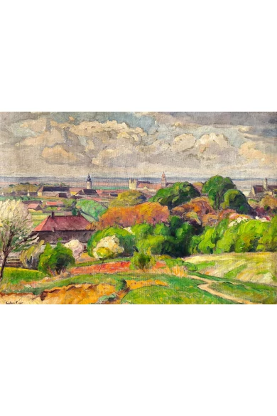 Gábor Jenő ( 1893 - 1968 ) Pécsi látkép, 1917