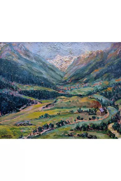 Lakatos Artúr ( 1880 - 1968 ) Alpesi táj ( Stubai - völgy, Tirol ) ELADVA