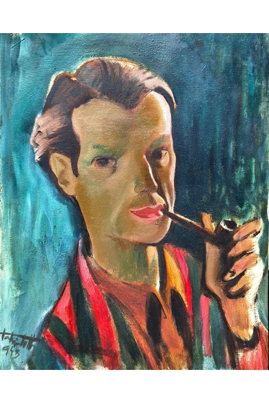 Tahi Tóth Nándor ( 1912 -1978 ) Pipára gyújtva, 1943