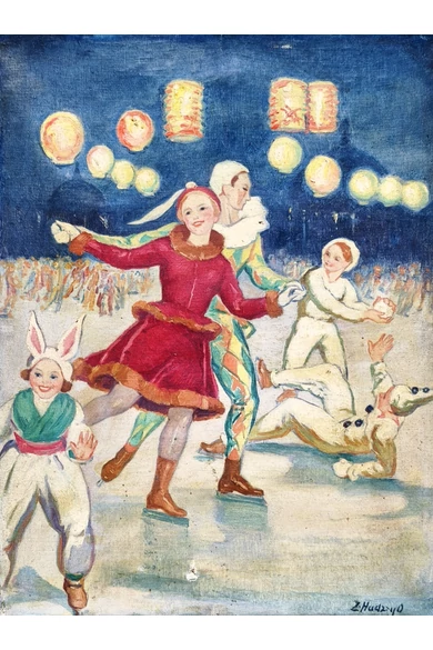 040. Hadzsy Olga ( 1880 - 1968 ) Korcsolya karnevál