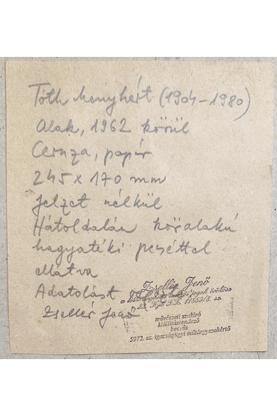 042. Tóth Menyhért ( 1904 - 1980 ) Alak, 1962 körül