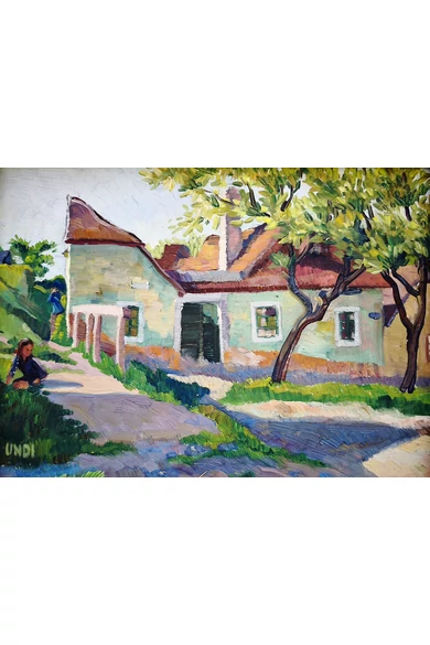 071. Undi Mariska ( 1877 - 1959 ) Tabán, Házak a régi Kőműveslépcső tetejénél