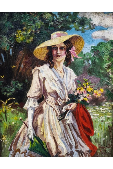 073. Felekiné Gáspár Anni (1902 - 1992) Kisasszony kalapban, 1927