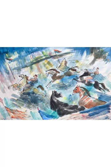 086. Klie Zoltán ( 1897 - 1992 ) Lovasok, 1958
