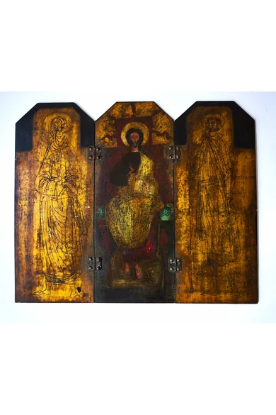 090. Magyar festő, ( 1950 körül ) Szárnyas oltár
