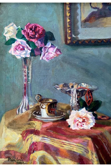 066. Plány Ervin ( 1885 - 1916 ) Csendélet rózsákkal, 1909